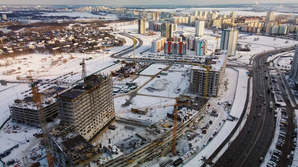 Construction Site Modern City Block High Rise Buildings Construction Construction — Stock Photo, Image