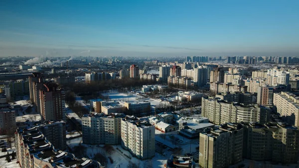 City Block Modern Multi Storey Buildings Winter Cityscape Aerial Photography — Stock Photo, Image