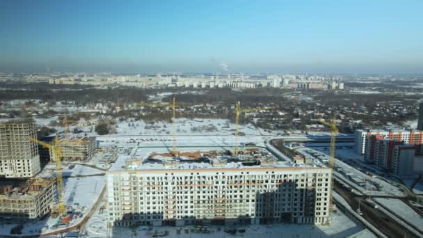 Міські Квартали Багатоповерхові Будинки Будинки Під Будівництвом Торгові Центри Видно — стокове відео