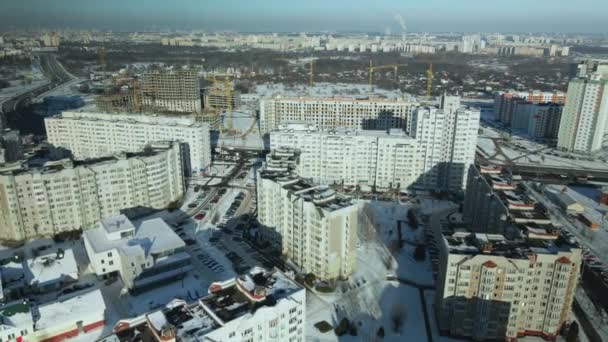 Stadtviertel Mehrgeschossige Häuser Bau Befindliche Häuser Und Einkaufszentren Sind Sichtbar — Stockvideo