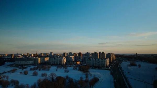 Пригороде Большого Города Городской Квартал Высоты Полета Городское Шоссе Оживленным — стоковое фото