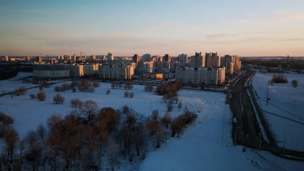 Пригороде Большого Города Городской Квартал Высоты Полета Городское Шоссе Оживленным — стоковое фото