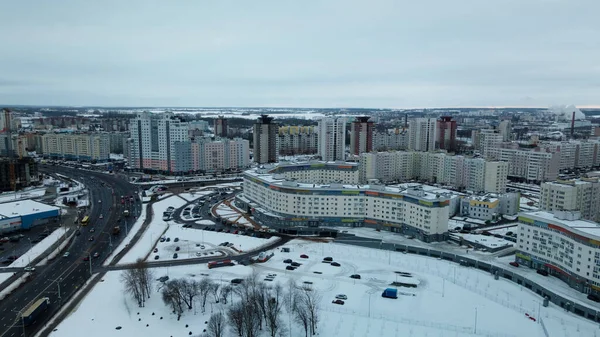 Suburb Big City City Block Height Flight Winter Cityscape Aerial — Stock Photo, Image