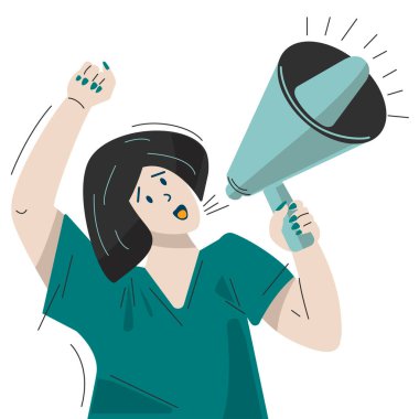 Feminist kadın yumruğunu sıktı. Uluslararası Kadınlar Günü için düz vektör illüstrasyonunda feminizm kız güç sembolü