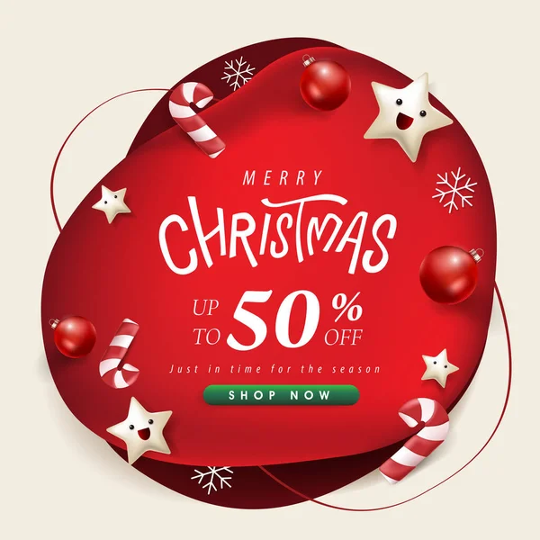 Καλά Χριστούγεννα Προώθηση Banner Πώληση Εορταστική Διακόσμηση — Διανυσματικό Αρχείο