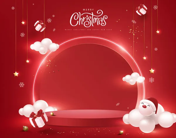 圣诞快乐 新年快乐 带节日装饰的横幅 产品呈圆柱形 — 图库矢量图片