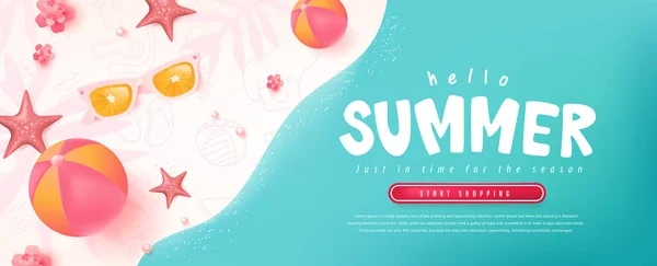 Colorido Verano Venta Playa Vibraciones Fondo Diseño Banner — Vector de stock