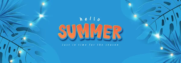 Sommer Banner Hintergrund Layout Banner Design Mit Tropischen Blättern — Stockvektor