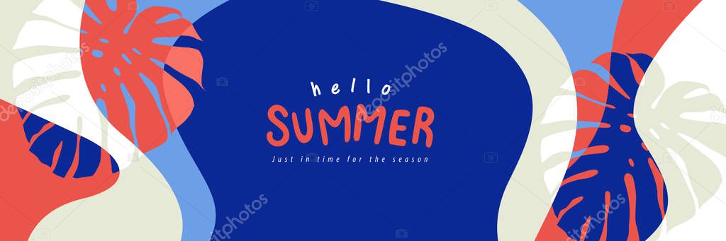  Summer background layout banner design with abstract background 