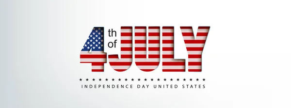 Den Nezávislosti Usa Prapor Textovým Výstřižkem Vlajka Spojených Států — Stockový vektor