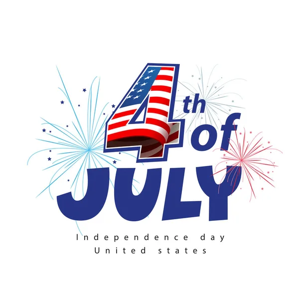 Independence Day Usa Celebration Banner Fourth July Calligraphy Firework — 스톡 벡터