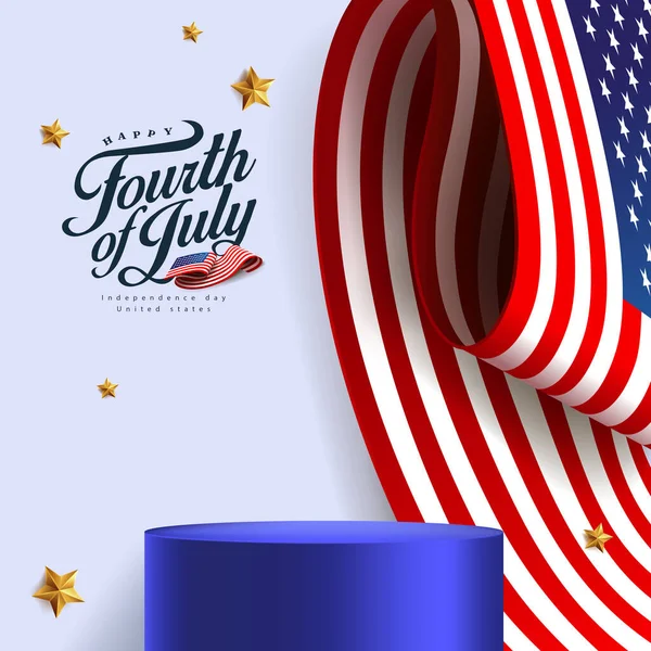 Independence Day Usa Sale Banner Product Display Cylindrical Shape America — Stok Vektör