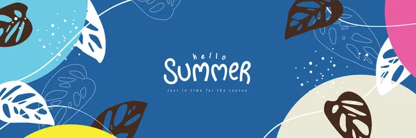 Tropischer Sommer Banner Design Mit Tropischen Blatt Abstrakten Hintergrund — Stockvektor