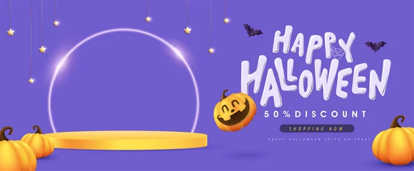 Conception Fond Halloween Avec Affichage Produit Forme Cylindrique Éléments Festifs — Image vectorielle