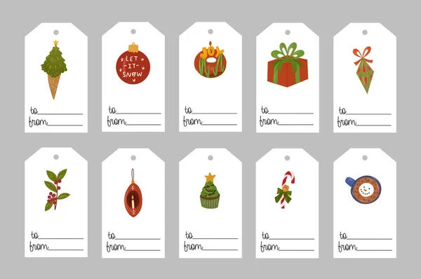 Etiqueta de regalos de Navidad con elementos de diseño navideño sobre fondo blanco. — Archivo Imágenes Vectoriales