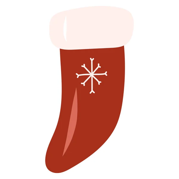 Kerstman Sok Met Sneeuwvlok Holidays Design Element Vector Hand Getekend — Stockvector