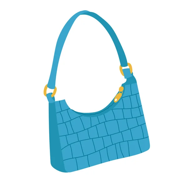 Stylish cartoon female blue bag with reptile pattern.Colorful modern accessories — Image vectorielle