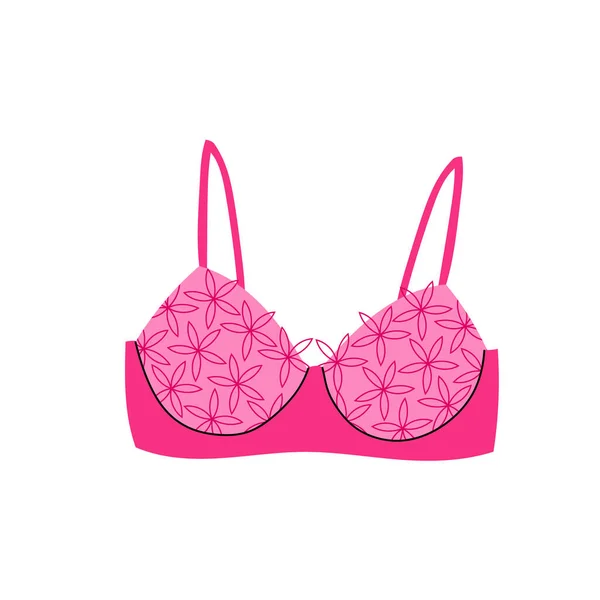 Kvinnor elegant lingerie.Pink Bra.Modern färgglada kvinnliga underkläder. — Stock vektor