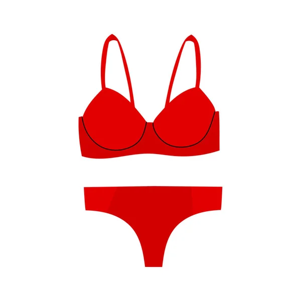 Kvinnor elegant röd lingerie.Modern färgglada kvinnliga underkläder. — Stock vektor