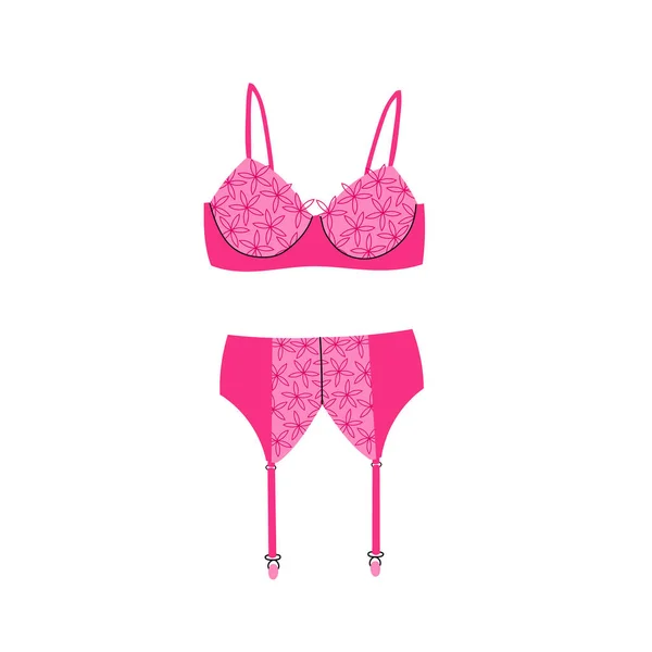 Kvinnor elegant rosa lingerie.Modern färgglada kvinnliga underkläder. — Stock vektor