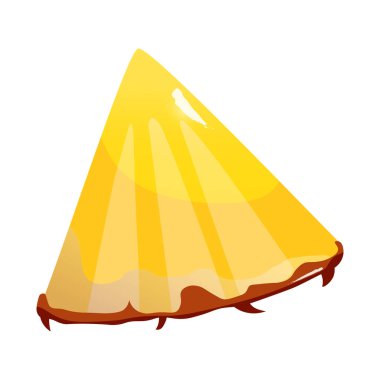 Çizgi film tarzında bir ananas dilimi. Yaz mevsimi sulu meyveleri. Vektör el çizimi çizgi film illüstrasyonu.