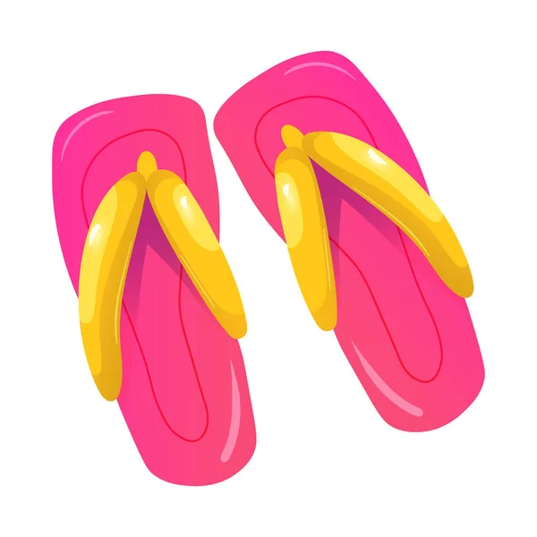 Chanclas Color Rosa Accesorio Playa Verano Vector Dibujado Mano Ilustración — Archivo Imágenes Vectoriales