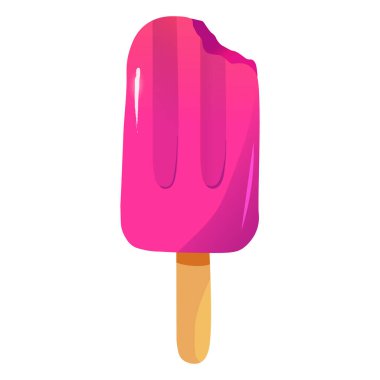 Pembe renkli şirin dondurma. Tazeleyici tatlı. Beyaz arkaplanda izole edilmiş vektör el çizimi çizgi film çizimi..