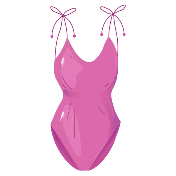 Baddräkt Rosa Färg Sommartid Simning Tillbehör Vector Handritad Tecknad Illustration — Stock vektor