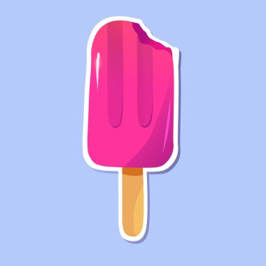 Pembe renkli şirin dondurma etiketi. Serinletici tatlı. Vektör el çizimi karikatür çizimi..