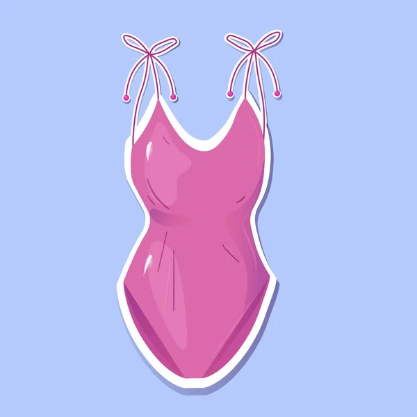 Swimsuit Pink Color Sticker Summertime Swim Asspory Vector Hand Pictures — 스톡 벡터
