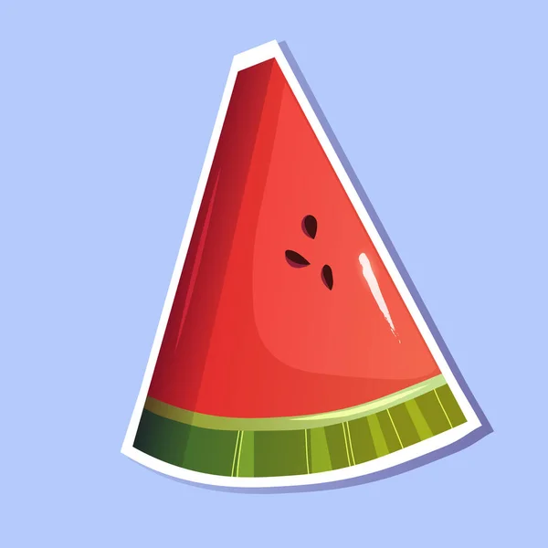 Scheibe Bunte Wassermelone Sticker Summertime Saftige Berry Vector Handgezeichnete Cartoon — Stockvektor