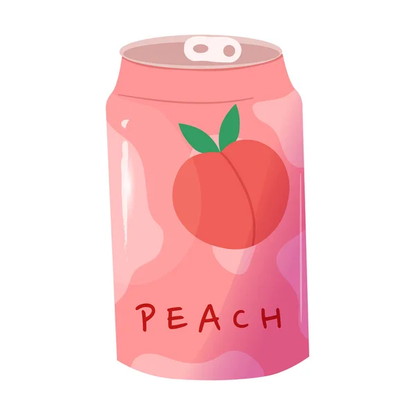 Cute Delicious Drinks Peach Flavors Japanese Kawaii Style Vector Hand — Stock Vector