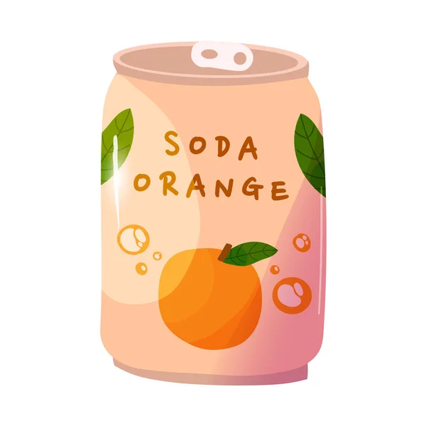 Leuke Heerlijke Frisdrank Met Oranje Smaken Japanse Kawaii Stijl Vector — Stockvector