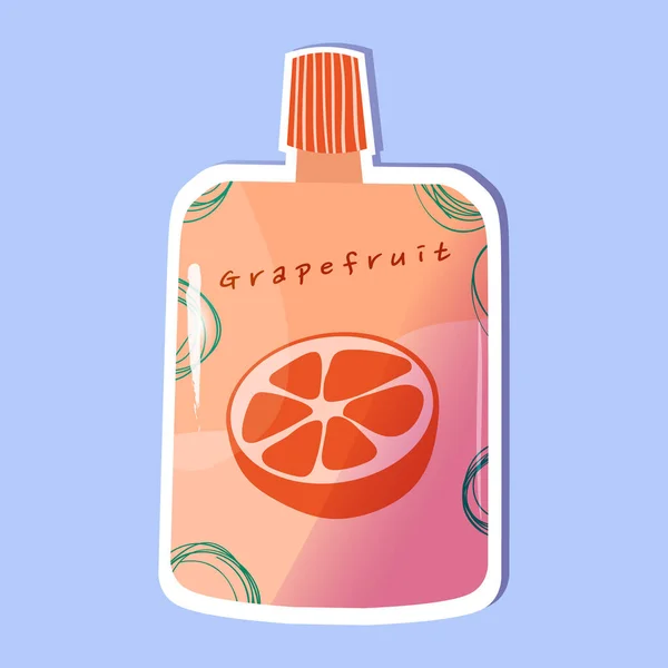 Niedliche Köstliche Getränke Mit Grapefruit Aromen Sticker Japanese Kawaii Style — Stockvektor