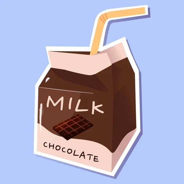 Grazioso Delizioso Bevande Con Chokolate Latte Sapori Sticker Japanese Kawaii — Vettoriale Stock