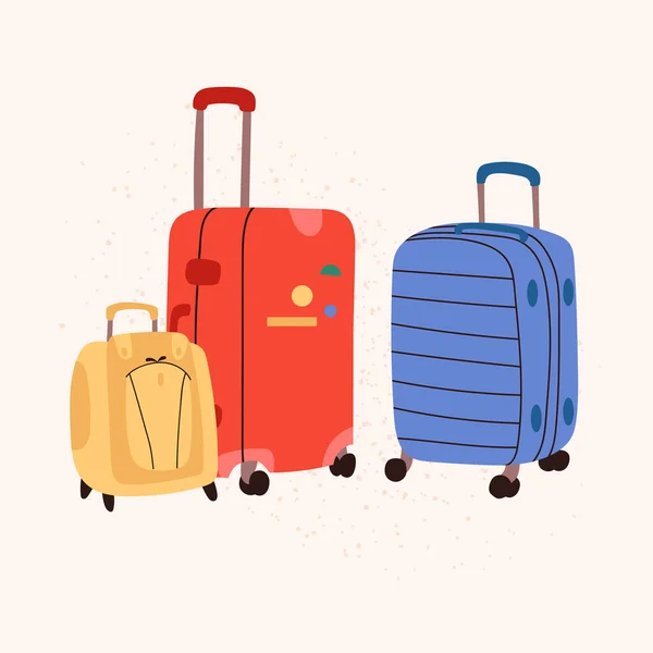 Vector Baggage Doodle Style Isolated Plastic Fabric Luggage Illustration Tourism — Stock Vector