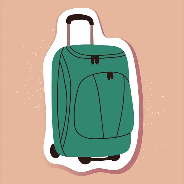 Vector Luggage Sticker Doodle Style Isolated Baggage Icon White Contour — Stock Vector