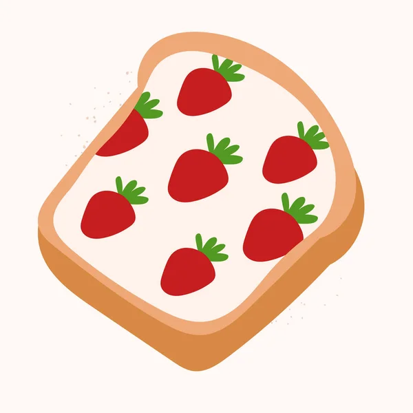 Vektor Handritad Smörgås Med Jordgubbssylt Isolerad Vitt Doodle Lunch Klistermärke — Stock vektor