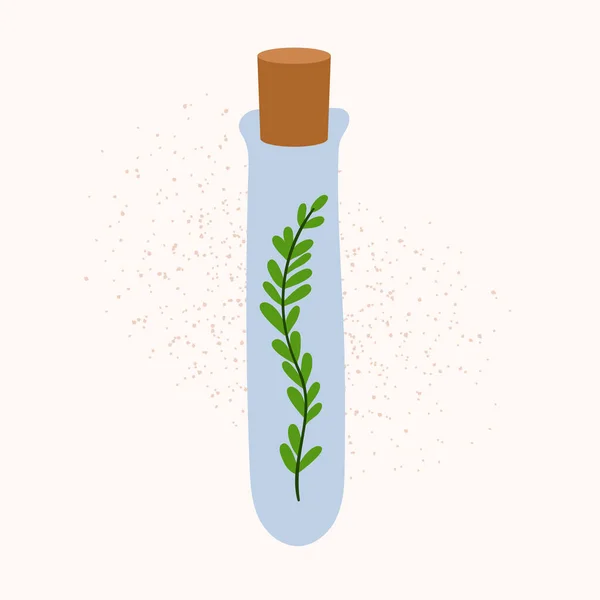 Σωλήνας Δοκιμής Doodle Φυτό Μέσα Διανυσματική Απεικόνιση Απομονωμένο Πράσινο Αυτοκόλλητο — Διανυσματικό Αρχείο