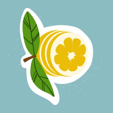 Yapraklı limon karalaması. Olgun narenciye ile izole edilmiş el etiketi