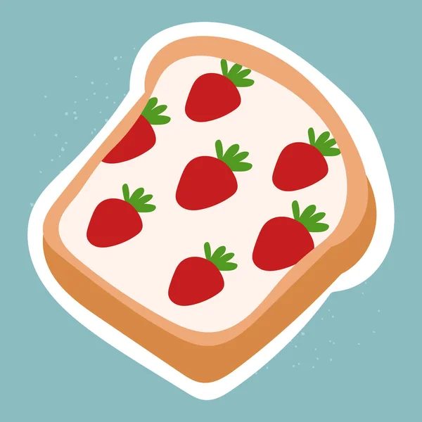 Vector Handgezeichnetes Sandwich Mit Erdbeermarmelade Isoliert Auf Weiß Doodle Lunch — Stockvektor