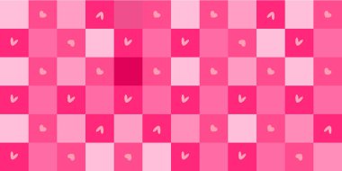 Sevimli kalpler simgeleri, ekose kumaş kumaş kağıt, soyut arka plan duvar kağıdı desenli sanat vektörü çizimi