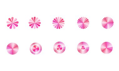 Çiçek taç yaprağı ikonları koleksiyonu süsleme vektör illüstrasyonunu bozar