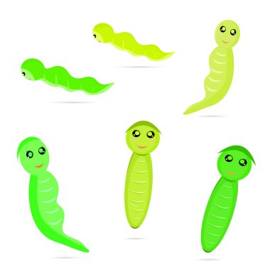 Çizgi film solucanı hayvan karakteri simgesi soyut arkaplan vektör çizimi