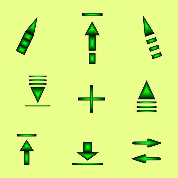Nova Coleção Ícones Definir Seta Para Cima Direção Download Infográfico — Vetor de Stock