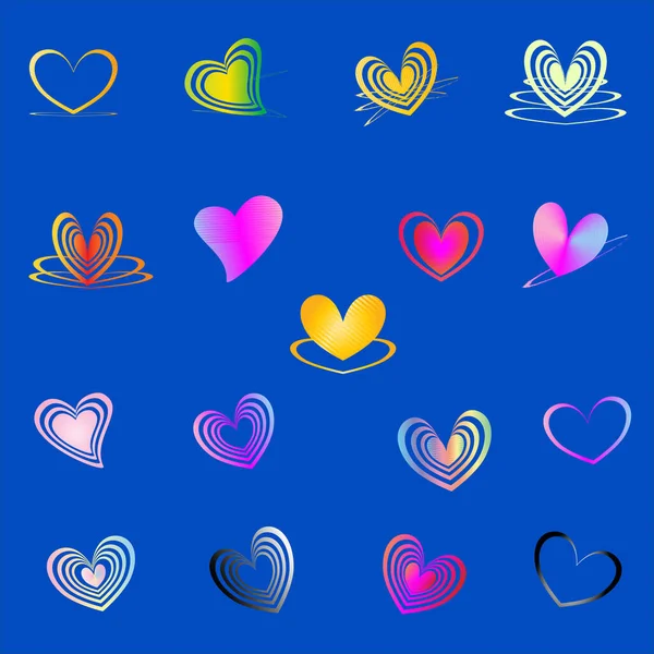 Sevgililer Günü Sevimli Kalp Şekli Ikonu Elementleri Sanat Grafik Tasarımı Telifsiz Stok Vektörler