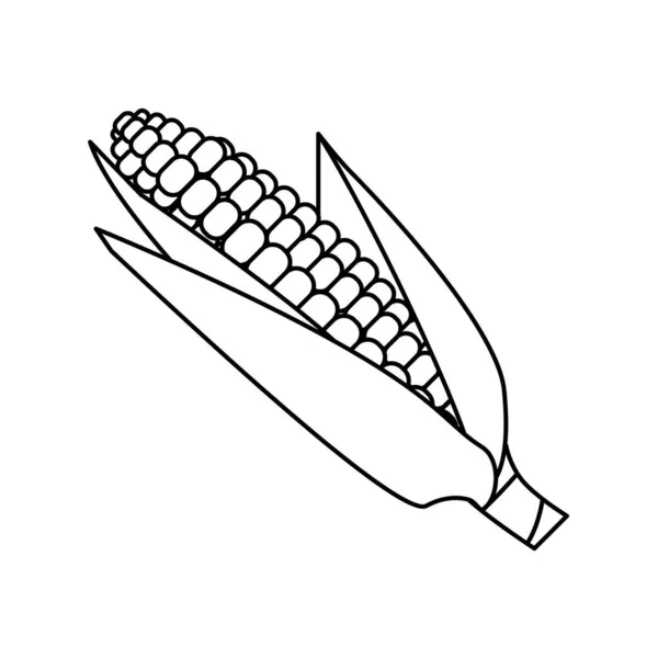Кукурузная Икона Значок Кукурузного Початка Символ Овощей Контуре Вектор — стоковый вектор