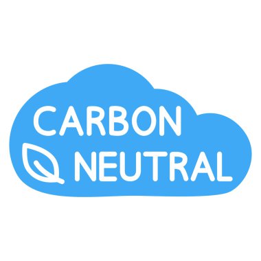 Karbon nötr. CO2 geri dönüşüm simgesi. Karbon nötr ayak izi. CO2 sıfır kirliliği. Hava kirliliği yok. Çevre dostu endüstriyel üretim damgası