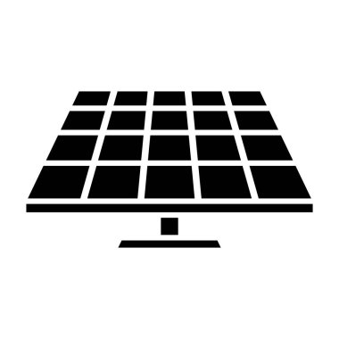 Güneş paneli simgesi. Alternatif enerji endüstrisi. Yenilenebilir ve temiz enerji. Güneşten elektrik üretimi. Vektör