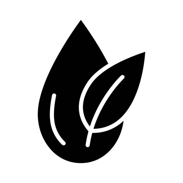 Waterdruppel Met Blad Eco Water Icoon Milieu Ecologie Milieuvriendelijk Symbool — Stockvector